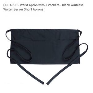 2 Black Waist Server Aprons with Pockets
